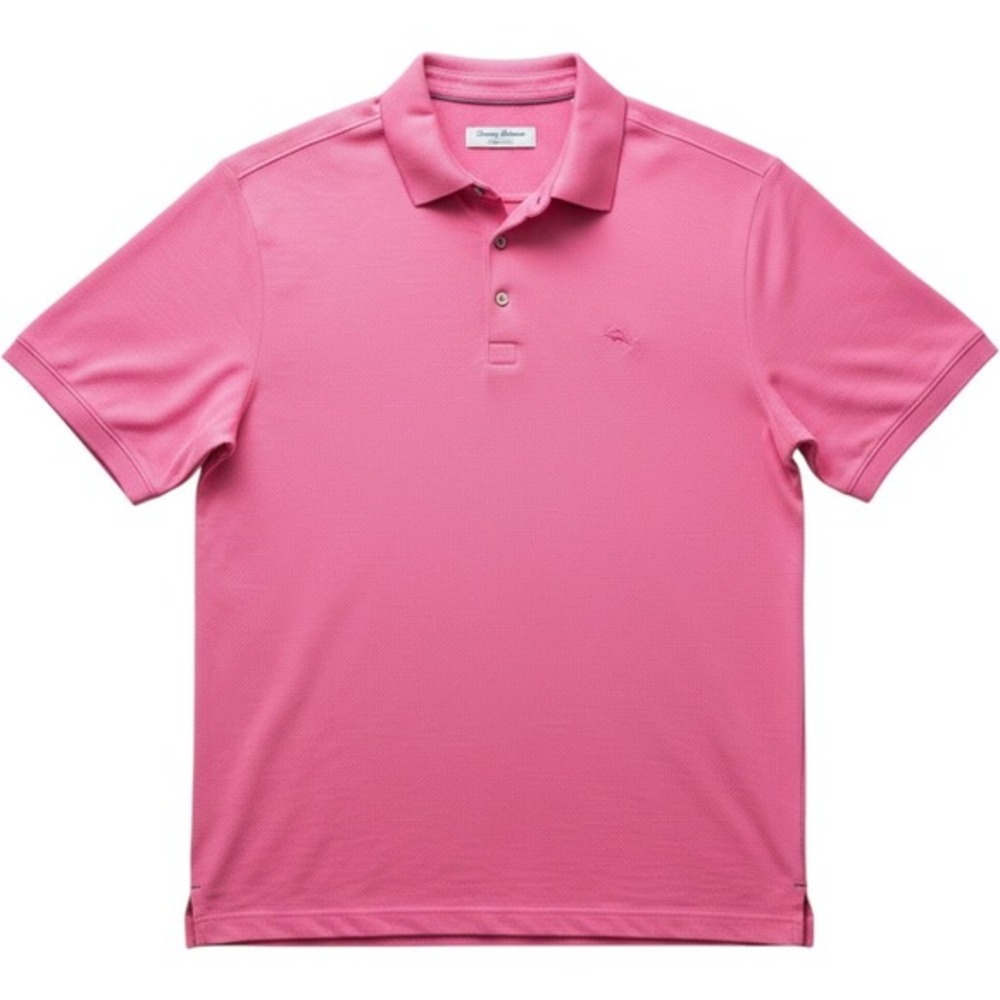 Tommy Bahama IslandZone Mens Pink Textured Polo Shirt‎ Large